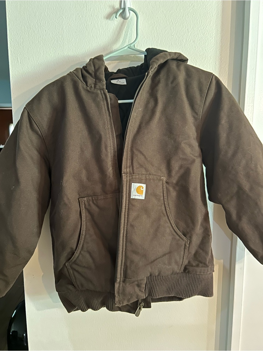 Carhartt Dark Brown Y2K Hooded Work Jacket Fits (kids sizing works for women)